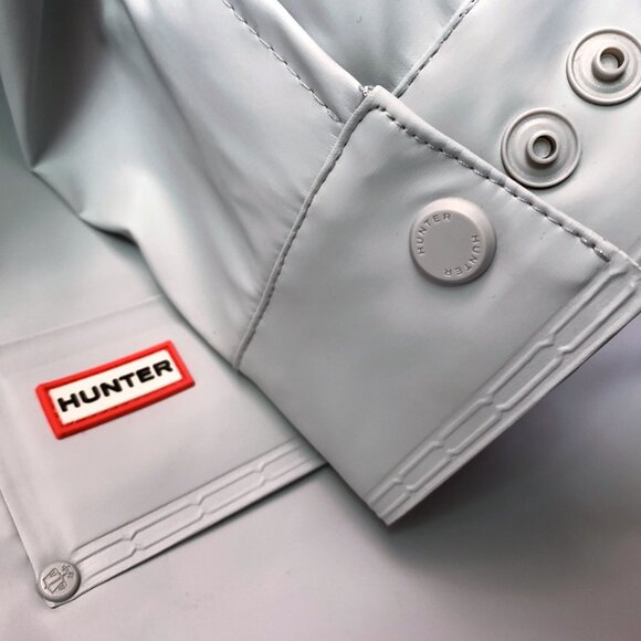 HUNTER Abbey Short Rubberized Rain Jacket w/ Hood XL Silver Grey NWT - Picture 9 of 17